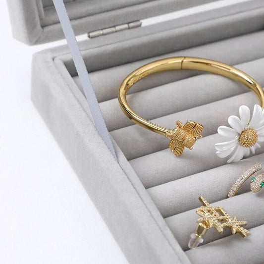 Mistico Velvet Carrying Case With Glass Cover Jewelry Ring Display Box Tray Holder Storage Box