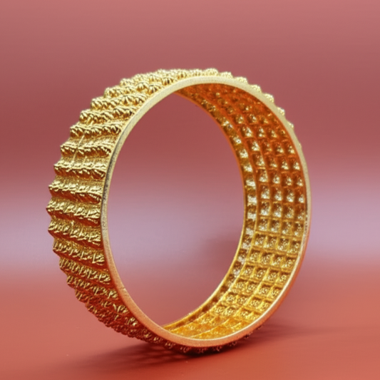 Golden Brass Bangles For Women – 1 Pair Artificial Jewelry Bangles In Bright Gold Color