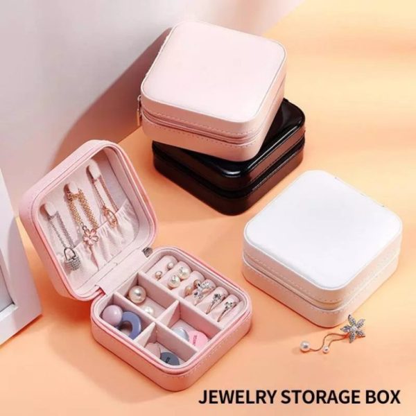 Compact Travel Leather Jewelry Organizer Box – Portable Pocket-sized Case With Zipper Closure