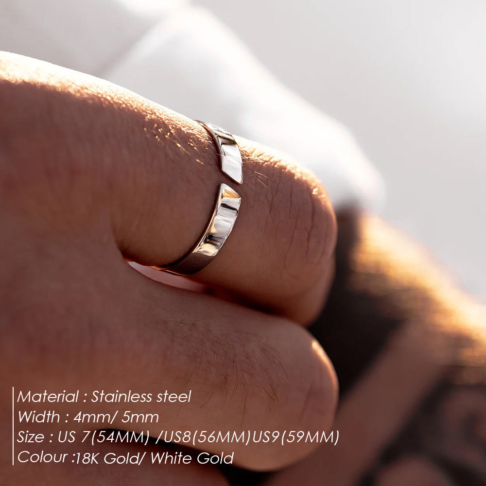 Emanco Simple Plain Aperture Titanium Steel Ring European And American Fashion Accessible Luxury Niche Couple Ring Men&#039;s Cross-Border Hand Jewelry