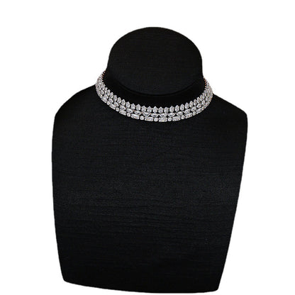 Cross-border Source Of European And American Simple Zircon Personality Chain Necklace Clavicle Chain Fashion Exaggerated Choker Bundle Neck Chain Women