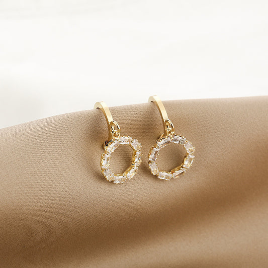 New Full Diamond Zircon Ring Earrings