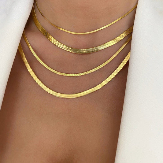 Stainless Steel Gold Blade Chain Necklace