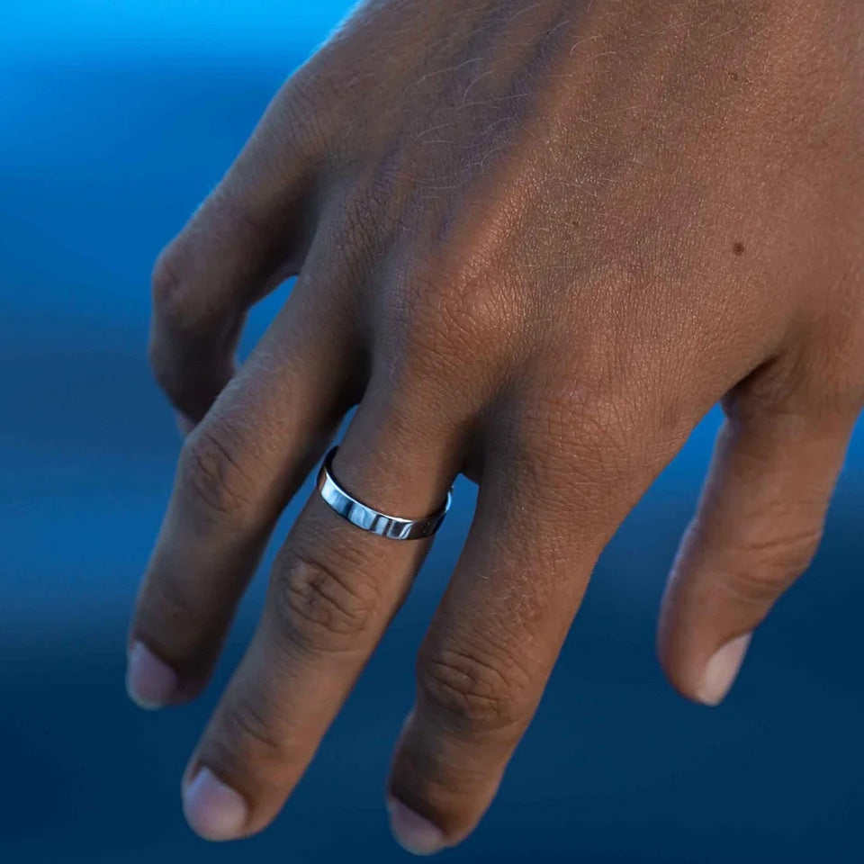 Emanco Simple Plain Aperture Titanium Steel Ring European And American Fashion Accessible Luxury Niche Couple Ring Men&#039;s Cross-Border Hand Jewelry