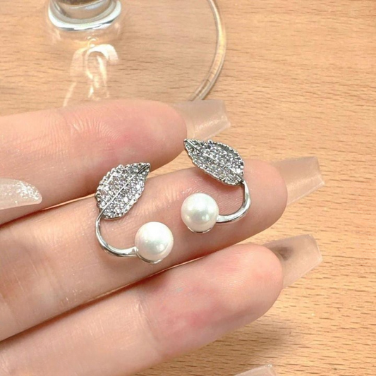 Leaf Pearl Earrings – Classy And Feminine Jewelry For Daily & Party Wear – Studs For Girls And Womens