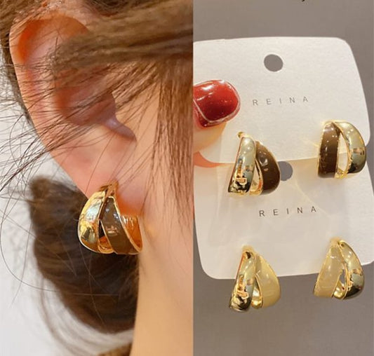 Elegant Dual Colour Korean Gold Plated Earings