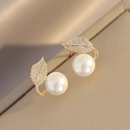 Leaf Pearl Earrings – Classy And Feminine Jewelry For Daily & Party Wear – Studs For Girls And Womens